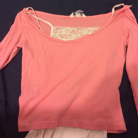 Pink Aero 3/4 sleeve top w/ built in cami