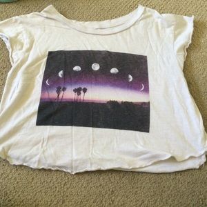 Moon phases sunset brandy graphic top