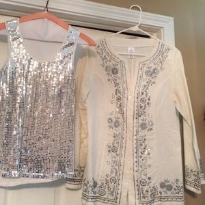 2 piece white and silver tank w jacket