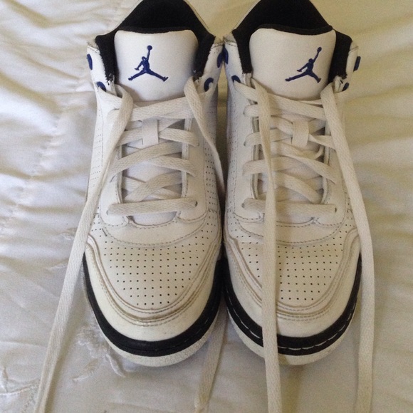 Blue and white Jordan's