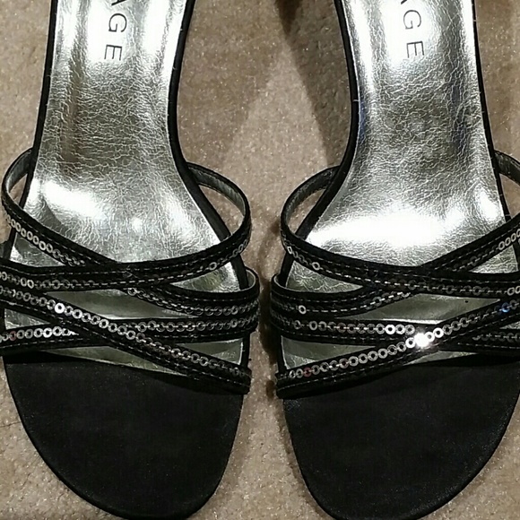 Black & Silver Kitten Heels - Picture 2 of 4