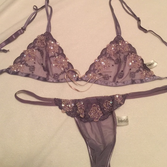 Purple lace bra and panty set