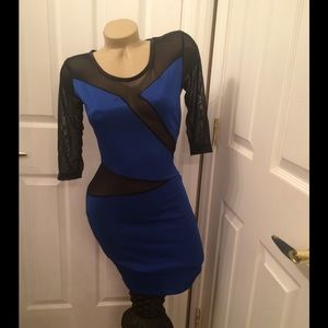 Black and blue mesh dress small nwot