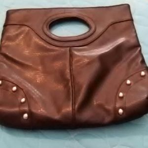 Black leather handbag