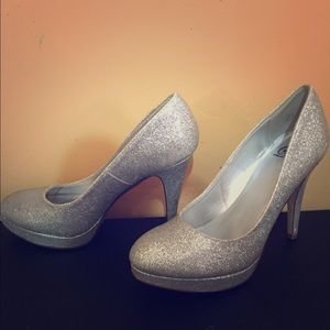 Silver Glitter Heels