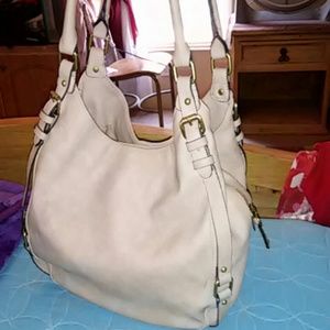 Beige medium handbag leather