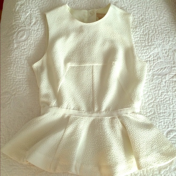 H&M White Peplum Tank Top