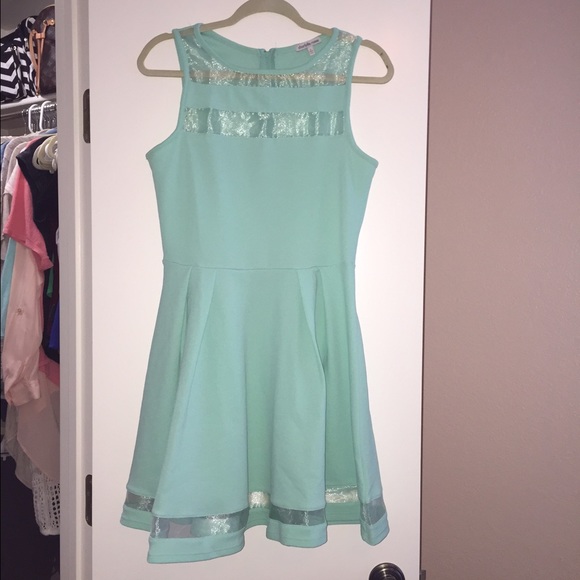 Baby blue dress with mesh detailing
