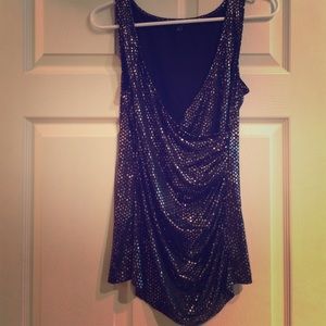 Express black tank with silver sequins