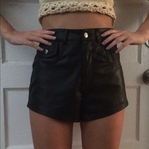 Urban Outfitters faux leather high waisted shorts.