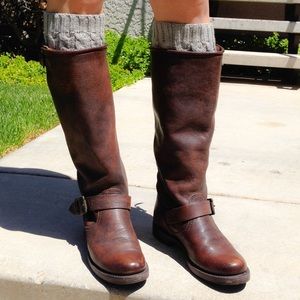 Frye Veronica Slouch Boots Tall Distressed Brown 7