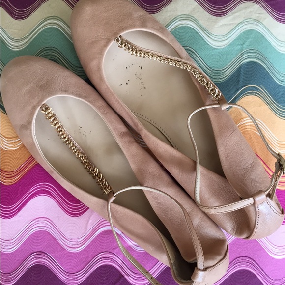 J. Crew metallic chain t-strap ballet flat