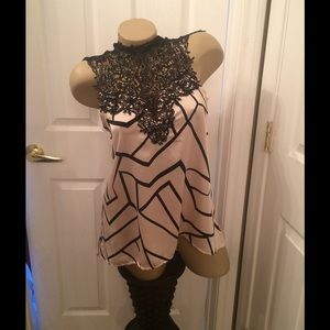 Lace embellished modern tunic top small