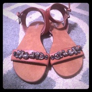 Jeweled brown sandals