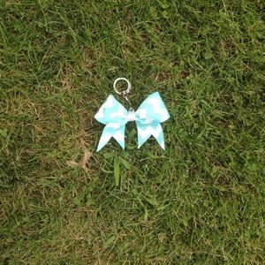Mint Chevron Keychain Cheer Bow