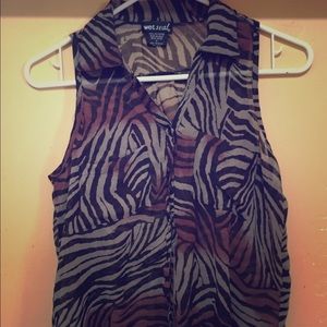 Zebra Print High-Low Shirt