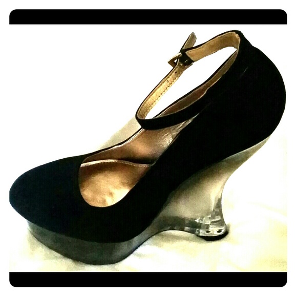 Black Wedge Shoes,  Sz 6.5