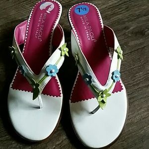 White leather sandals