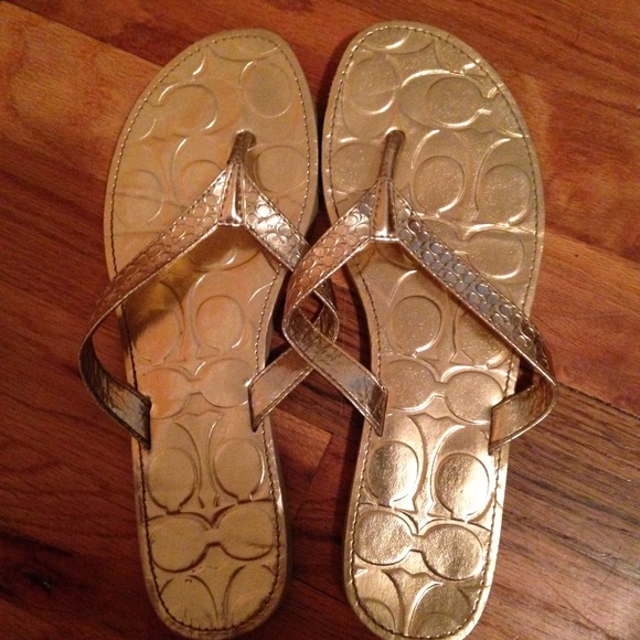 Gold coach sandals