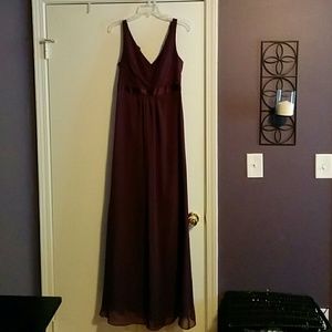 Extra long David's Bridal ruffle back Chiffon dres