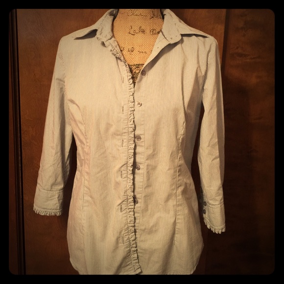 New York & Company Tops - SOLD IN BUNDLE! Preppy Blue & White Button up