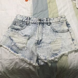 high waist washed shorts