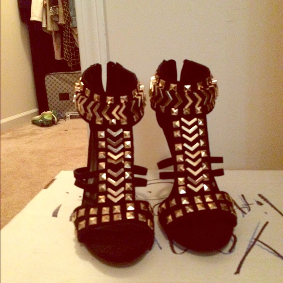 Black and gold heels