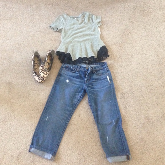 J Brand "Clyde" crop boyfriend jeans