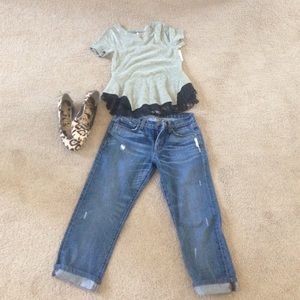 J Brand "Clyde" crop boyfriend jeans