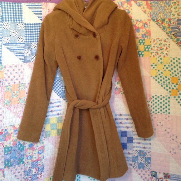 Camel Hooded Peacoat