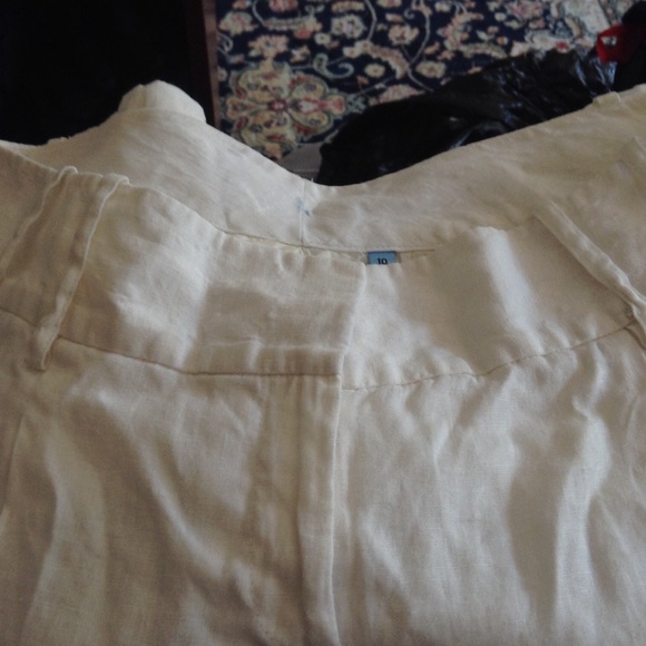 Cream linen shorts