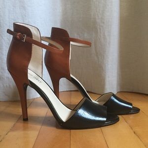 Nine West two-tone ankle strap heels