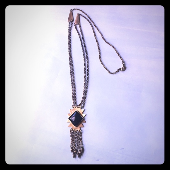Vintage black and brass necklace