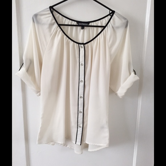 Beige with black trim Express top
