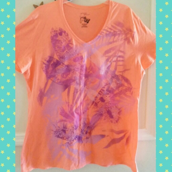 Peachy orange t shirt with glitter design