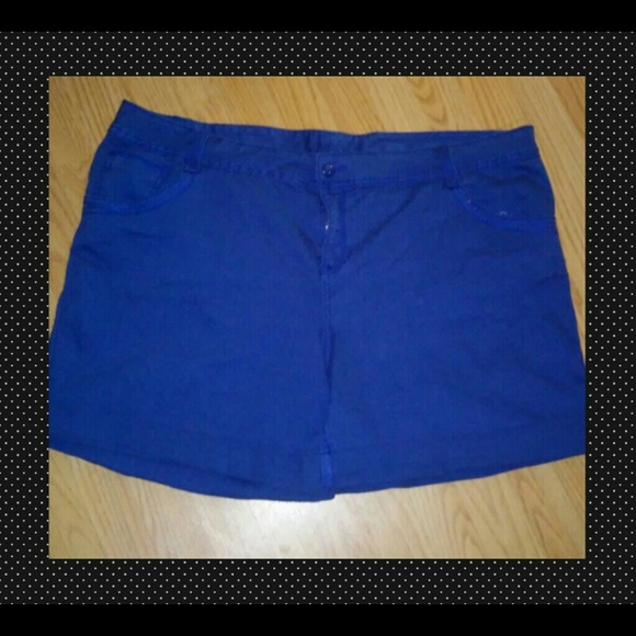 Indigo blue cuffed stretchy shorts lane bryant