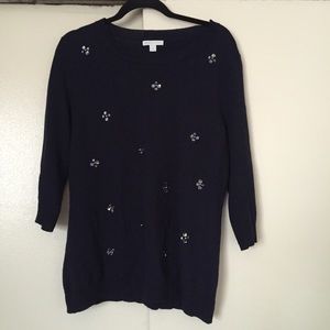 New York & Company Embellished 3/4 Sleeve Sweater