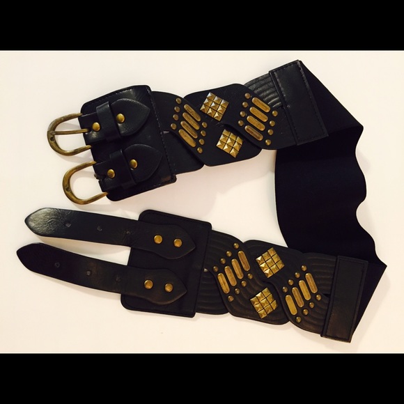 Boutique Accessories - Black & Gold Elastic Belt!💛