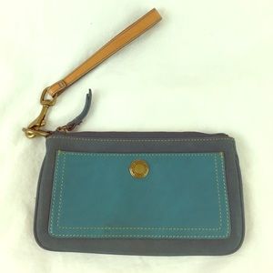 Coach Suede and Leather Zipper Clutch