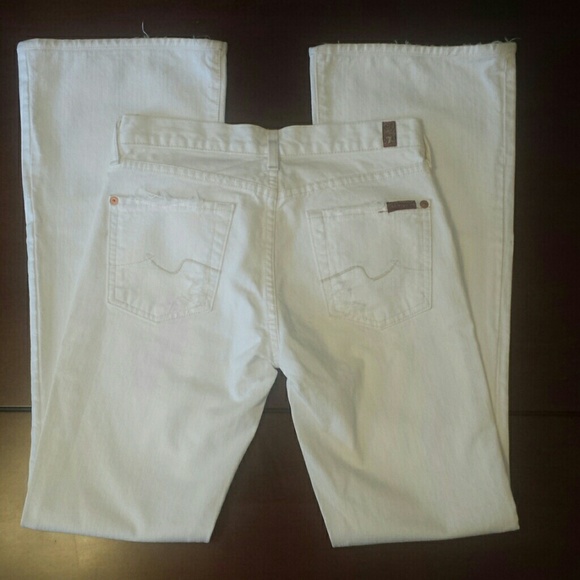 Distressed White 7 For All Mankind Jeans