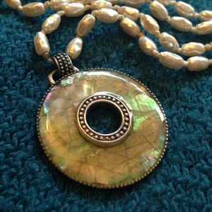 Opal & Pearl chain necklace