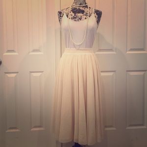 Cream tulle long skirt