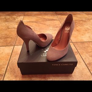 Gray suede Vince Camuto heels