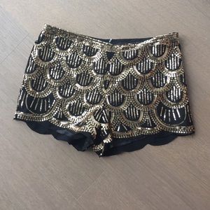 black and gold chic sequin shorts
