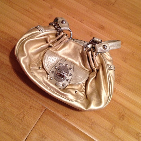 Kathy Van Zeeland gold shimmer purse