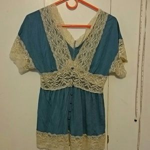 Blue lace top