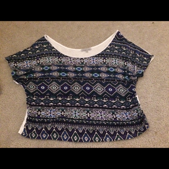 Blue and white flowy crop top