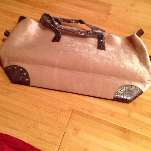Roomy champagne colored travel bag