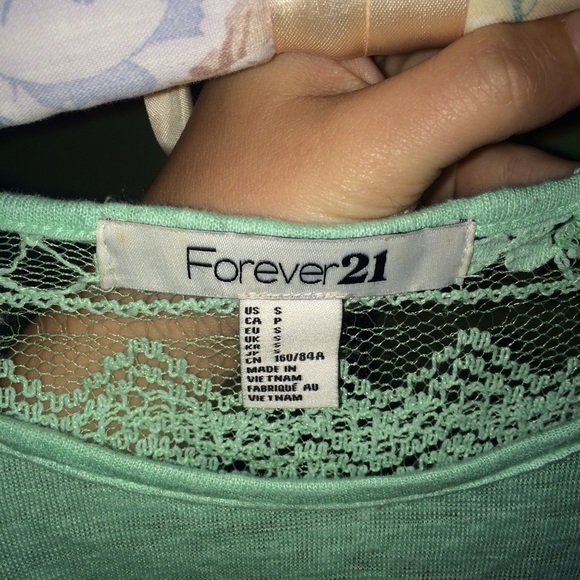 Forever 21 Turquoise Lacey Shirt - Picture 3 of 4