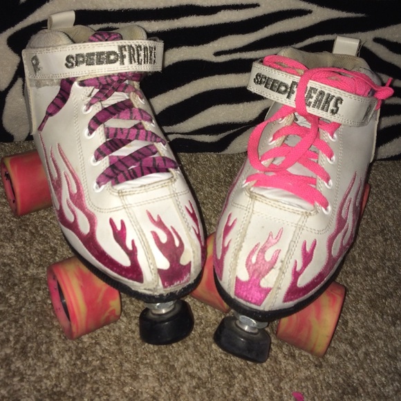 Pink flame roller skates